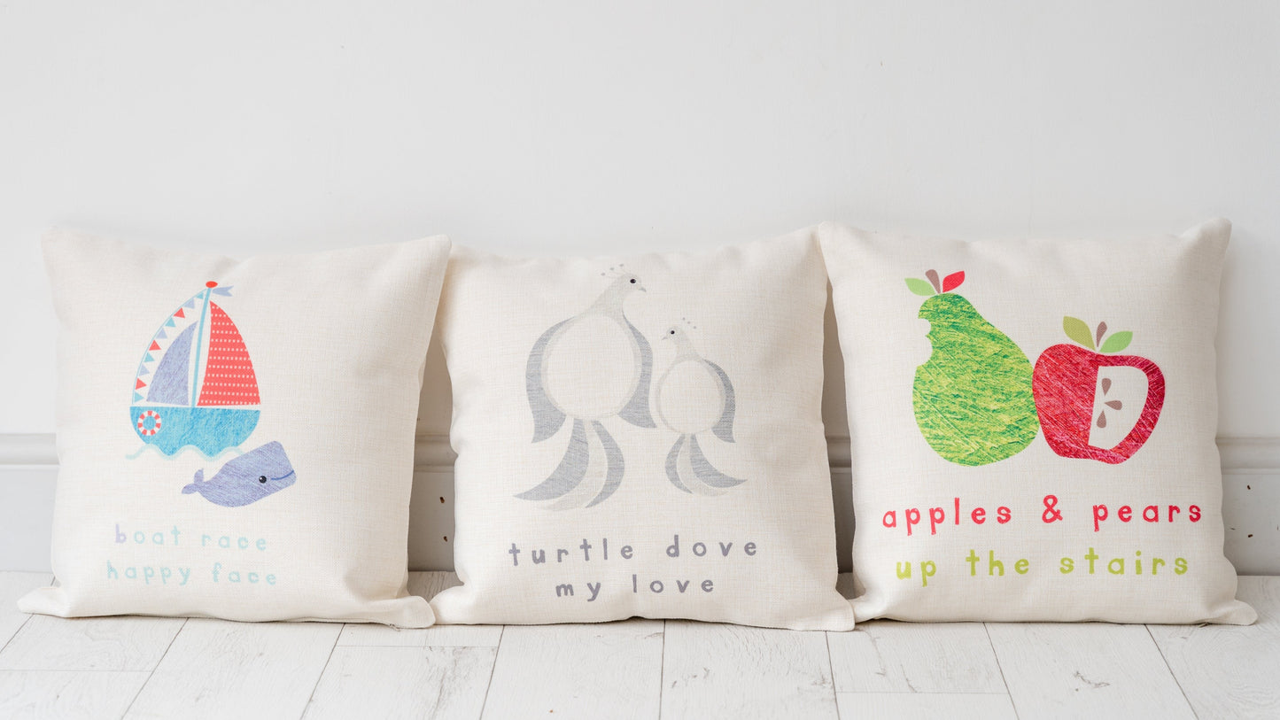 Apples and Pears Nursery Cushion